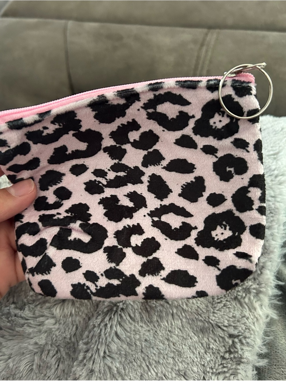 4/$50 Pink Leopard Print Coin Purse Pouch with Keyring wallet